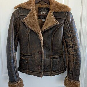 Like New UGG AUSTRALIA ALPINE Distressed Sheepskin Jacket Size XS